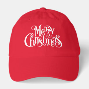Merry Christmas Retro White Typography Hat