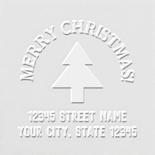 Merry Christmas return address embosser with tree