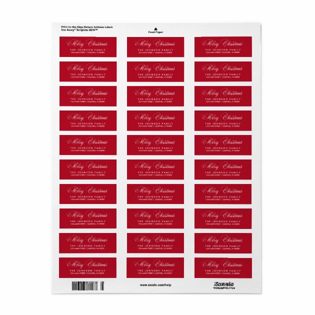 Merry Christmas Return Address Labels