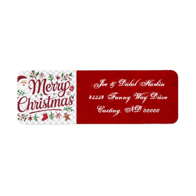 Merry Christmas Return Address Labels (Front)