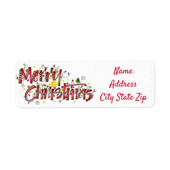**MERRY CHRISTMAS** RETURN ADDRESS LABLE LABEL (Front)