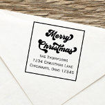 Merry Christmas Return Address Retro Typography Self-inking Stamp<br><div class="desc">Add festive charm to your holiday mail with these Christmas return address labels. Designed with cute typography and calligraphy script, they feature a cheerful Merry Christmas greeting that makes every envelope feel special. Blending retro and vintage style with a modern, simple look, these labels are perfect for holiday mailing. A...</div>
