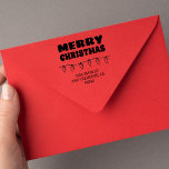 Merry Christmas Return Address Rubber Stamp<br><div class="desc">Create your own Merry Christmas return address stamp featuring your family name and address in a whimsical font with a Christmas tree lights accent. Use with any ink color.  MORE designs in our store collection.</div>