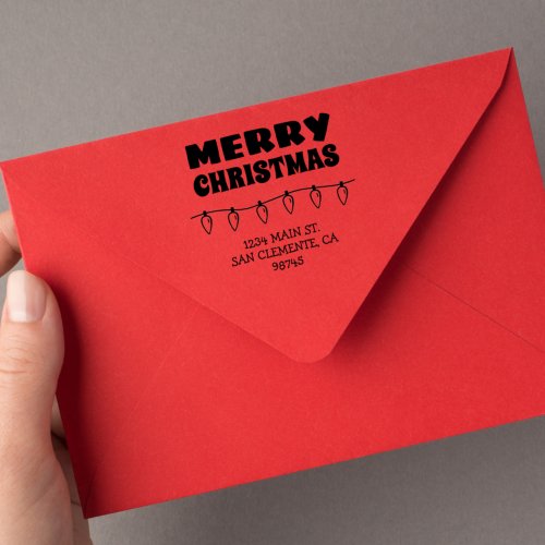Merry Christmas Return Address Rubber Stamp