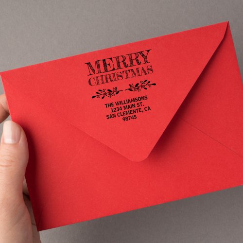Merry Christmas Return Address Rubber Stamp
