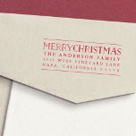 Merry Christmas Return Address Self-inking Stamp<br><div class="desc">Add some extra cheer to your holiday cards and invitations with our festive Merry Christmas self inking stamp. Design features "Merry Christmas" in modern handwritten style block typography with your name and address beneath. Use extra spaces between letters for the effect shown; stretch the text by adding even more spaces...</div>