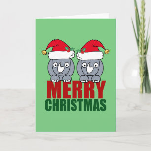 Merry Christmas Rhino Cute Holiday Card