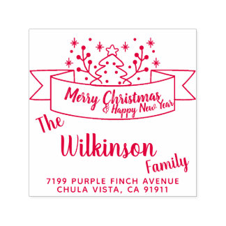 Merry Christmas Ribbon Handwriting Self-inking Stamp
