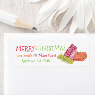 Merry Christmas Ribbon Hard Candy Holiday Sweets Label