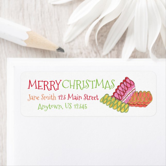 Merry Christmas Ribbon Hard Candy Holiday Sweets Label (Insitu)