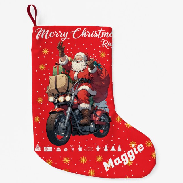Merry Christmas Ride Small Christmas Stocking (Front)