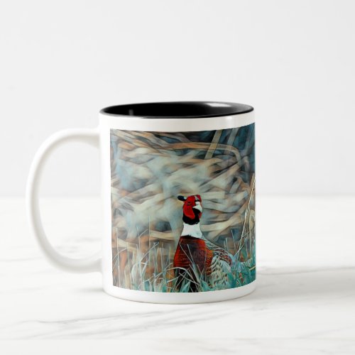 Merry Christmas Ring_neck Pheasant Two_Tone Coffee Mug