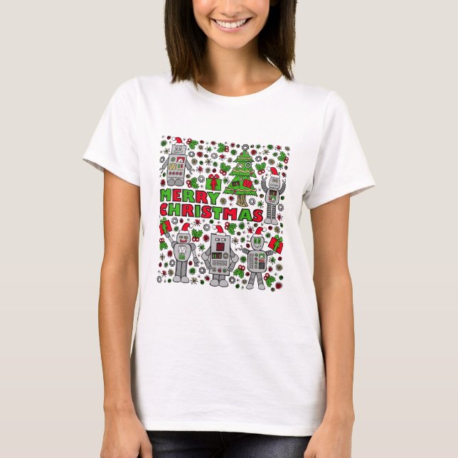 Merry Christmas Robot T-Shirt (Front)