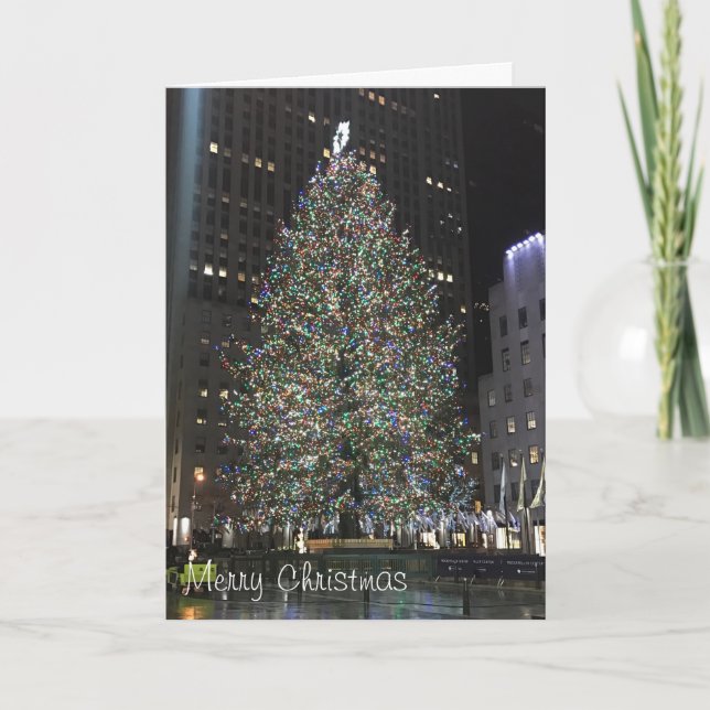 Merry Christmas Rockefeller Center NYC Xmas Tree Holiday Card (Front)