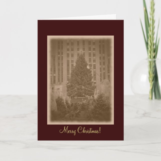 Merry Christmas- Rockefeller Center Tree-Vintage Holiday Card (Front)