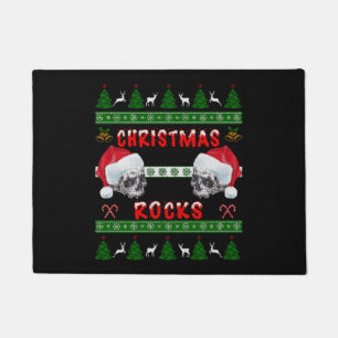 Merry Christmas ROCKS Ugly Christmas Sweater Doormat