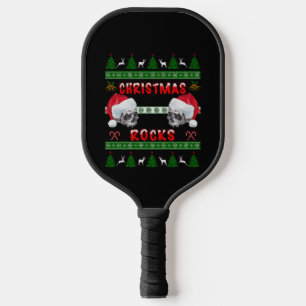 Merry Christmas ROCKS Ugly Christmas Sweater Pickleball Paddle