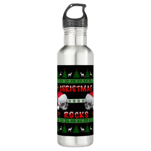 Merry Christmas ROCKS Ugly Christmas Sweater Stainless Steel Water Bottle