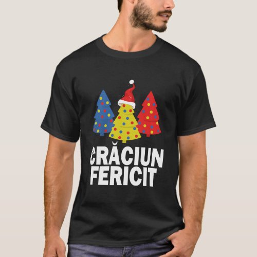 Merry Christmas Romanian Tree Romania Lovers Flag  T_Shirt
