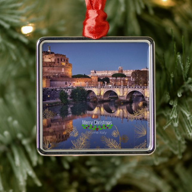 Merry Christmas, Rome, Italy Metal Ornament (Tree)