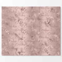 Rose Gold Merry Christmas Calligraphy burgundy Wrapping Paper, Zazzle