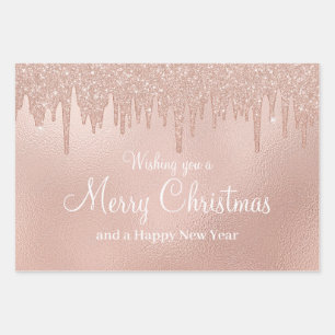Merry Christmas Rose Gold Drip Glam Girl Wrapping Paper Sheets