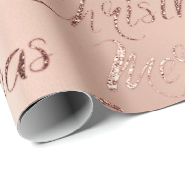 Merry Christmas Rose Gold Glitter Script Elegant Wrapping Paper