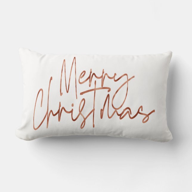 Merry Christmas rose gold Hollyday lettering  Lumbar Pillow (Front)