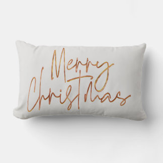 Merry Christmas rose gold hollyday lettering Lumbar Pillow