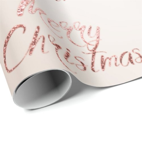 Merry Christmas Rose Gold Ivory Pearly Cottage Wrapping Paper