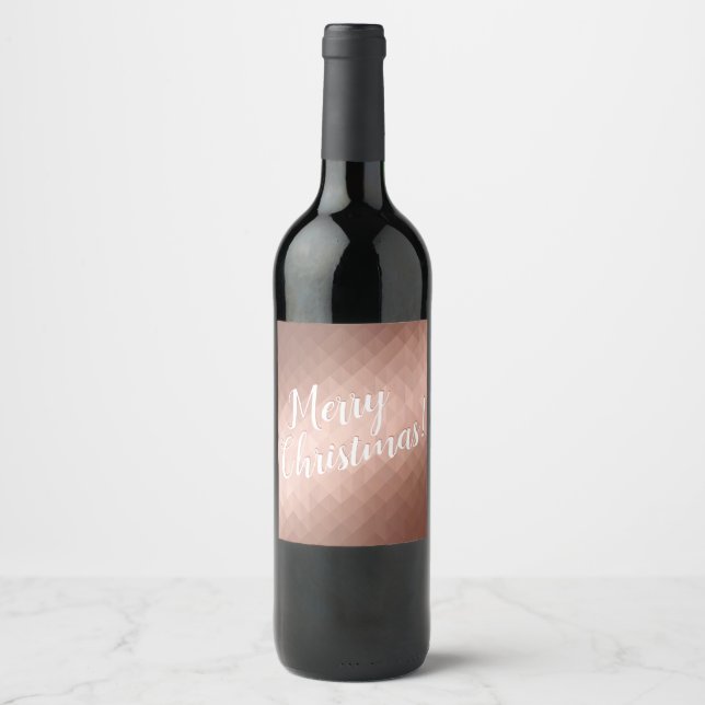 Merry Christmas rose gold minima Wine Label (Front)