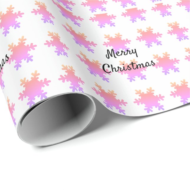 Merry Christmas Rose Gold Pink Snowflake Patterns Wrapping Paper (Roll Corner)