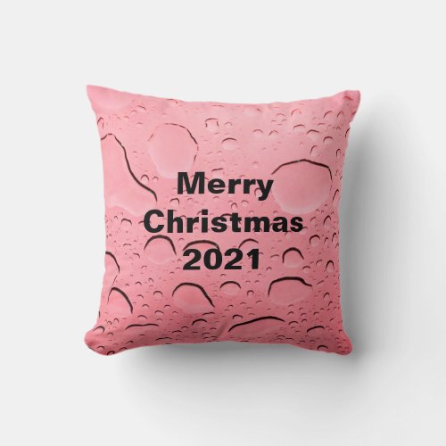 Merry Christmas Rose Gold Pink Water Drop Abstract Throw Pillow