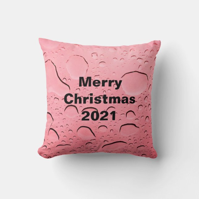 Merry Christmas Rose Gold Pink Water Drop Abstract Throw Pillow (Front)