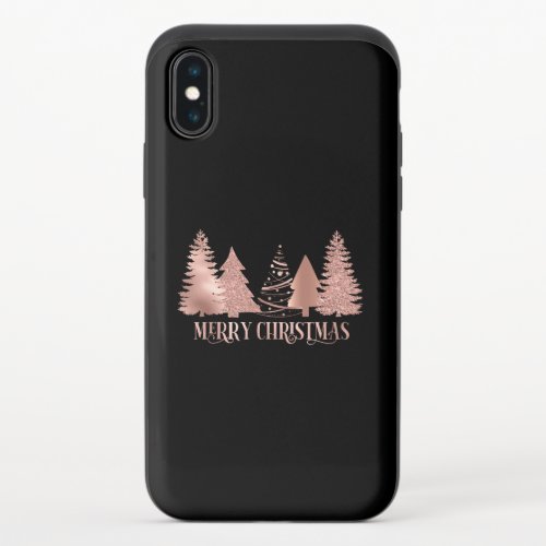 Merry Christmas Rose Gold Trees iPhone X Slider Case