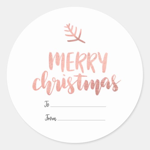 Merry Christmas Rose Gold Typography  Gift Tag