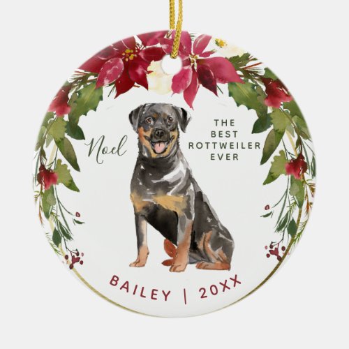Merry Christmas Rottweiler  Add Your Dogs Photo Ceramic Ornament