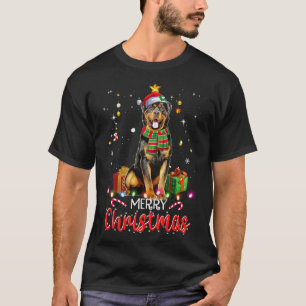 Merry Christmas Rottweiler Santa Hat Tree Lights P T-Shirt