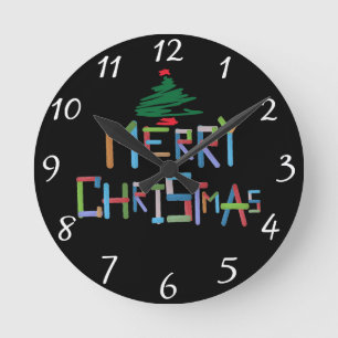 Merry Christmas Round Clock
