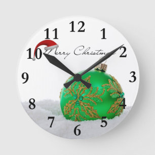 Merry Christmas Round Clock