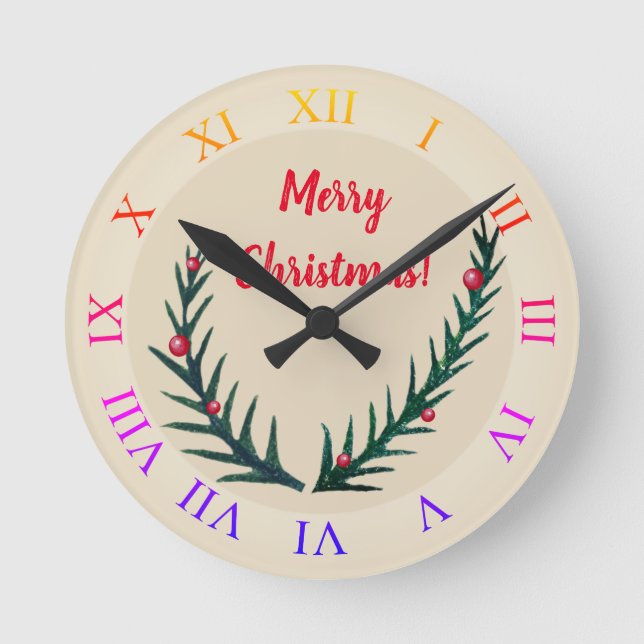 Merry Christmas Round Clock (Front)