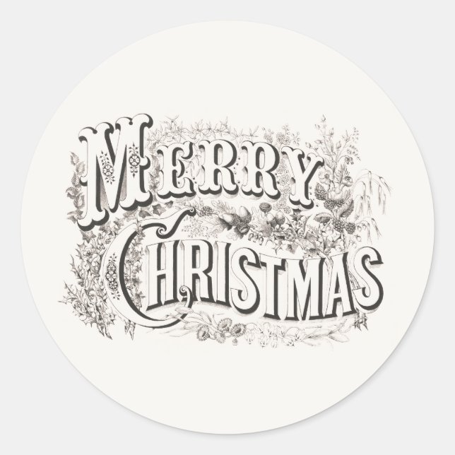MERRY CHRISTMAS ROUND CUSTOM NAME STICKER (Front)