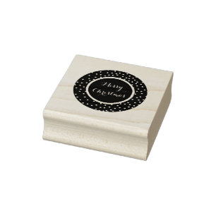 Merry Christmas Round Dotted Design Rubber Stamp