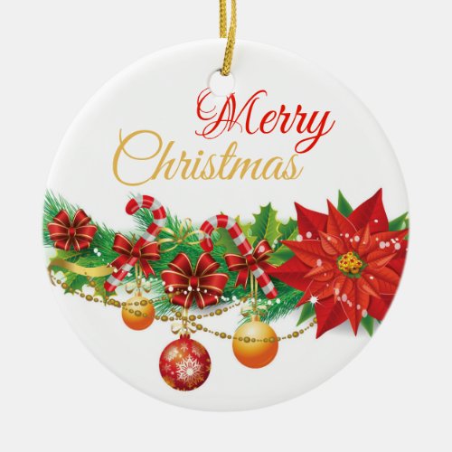 Merry Christmas Round Ornament