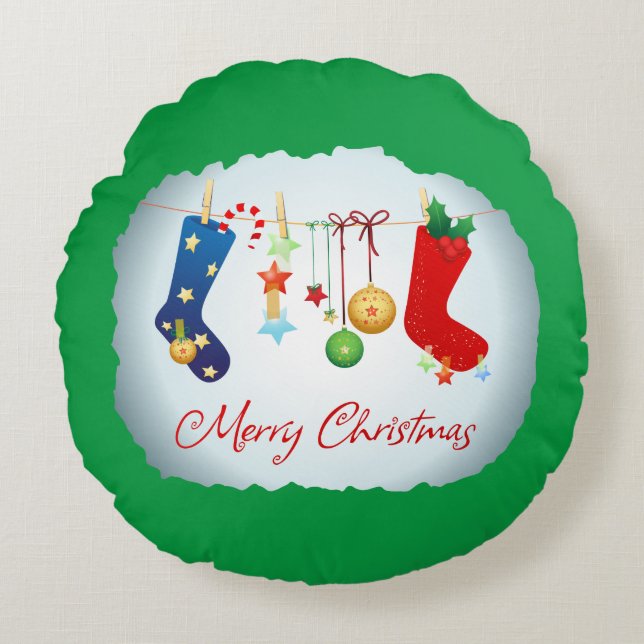 Merry Christmas  Round Pillow (Front)