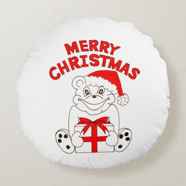 Merry Christmas Round Pillow (Front)