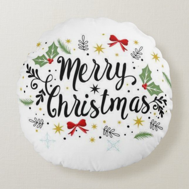 Merry Christmas  Round Pillow (Front)