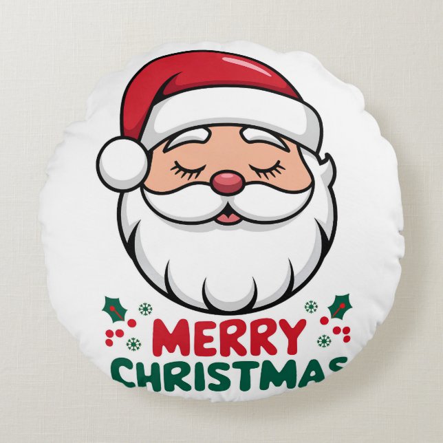 Merry Christmas Round Pillow (Front)