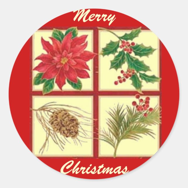 Merry Christmas Round Sticker (Front)