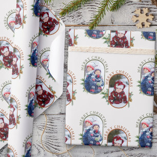 Merry Christmas Rounded Lozenge 2 Photo Wrapping Paper